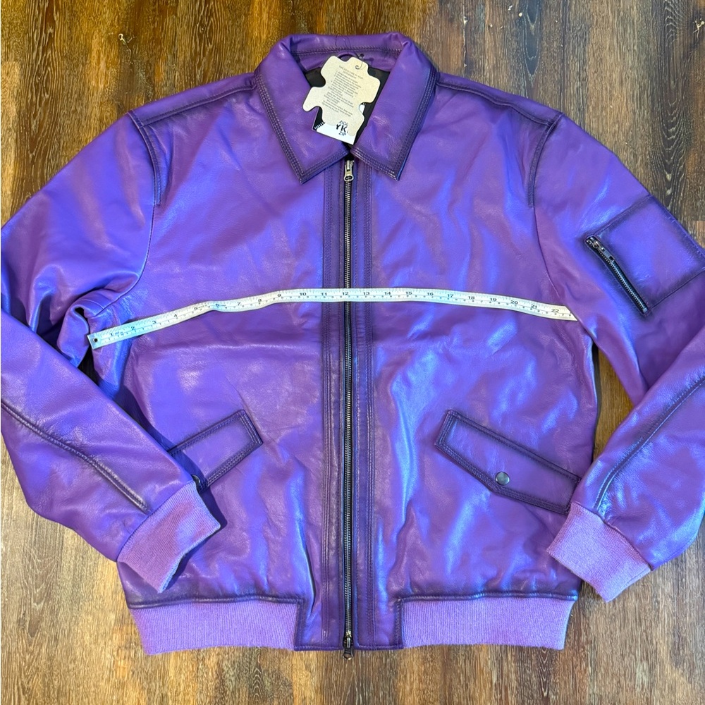 Purple Leather Jacket .. 100% Hamdmade